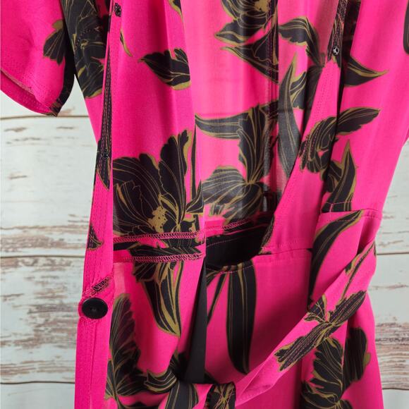A.L.C ALC Cora Wrap Dress Silk Hot Pink Floral Size 4 - Picture 5 of 10